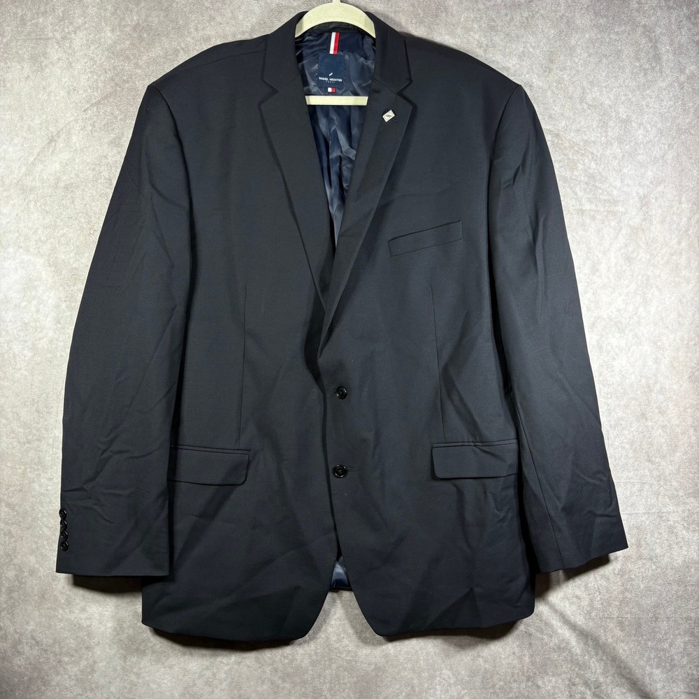 Daniel Hechter Blazer Mens Size 48L Blue Suit Jacket Wool Blend Two Button Solid
